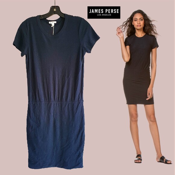 JAMES PERSE NEW Crew Neck Short Sleeve Shirt Dress